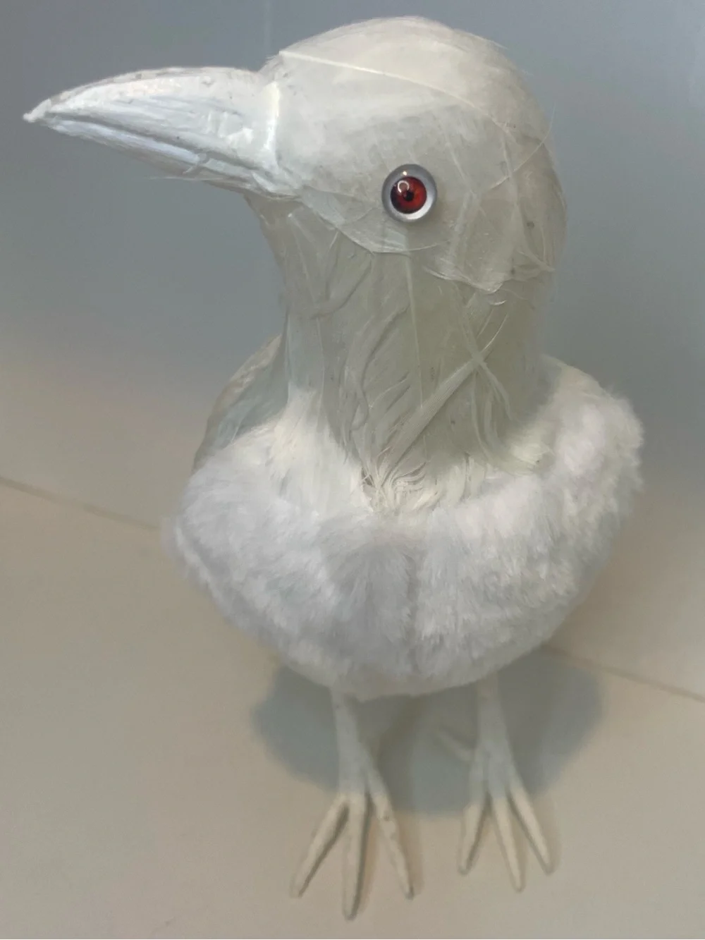 Halloween Decor - White Raven, White Crow Decorative Bird Accent